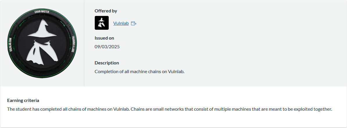 Vulnlab Chains Badge
