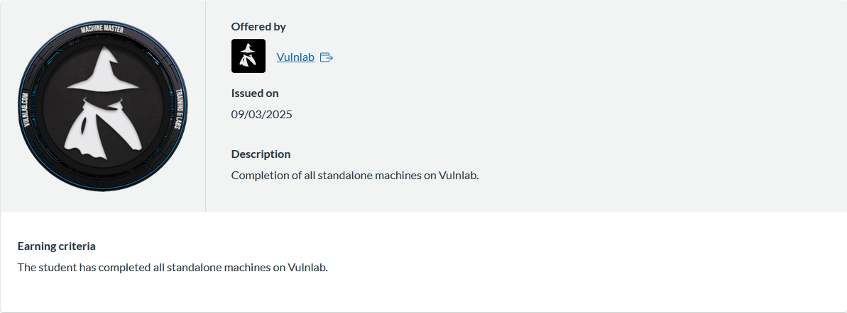 Vulnlab Machines Badge